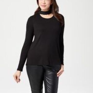 Lisa Rinna Collection Banded Neck Long Sleeve Top